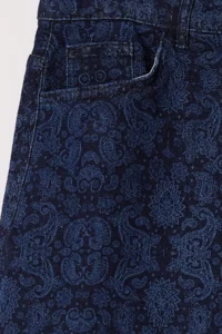Trendyol Curve Dark Blue Ethnic Patterned Mini denim Plus Size Skirt - Image 6