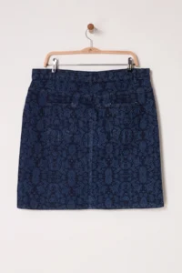Trendyol Curve Dark Blue Ethnic Patterned Mini denim Plus Size Skirt - Image 7