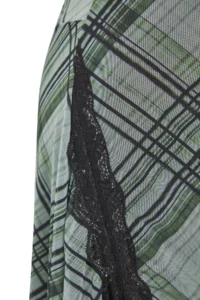 Trendyol Curve Khaki Plaid Patterned Tulle Lace Detailed Flexible Knitting Plus Size Skirt - Image 8