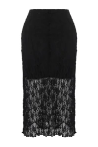 Trendyol Curve Black Lace A-line Mini Lined Plus Size Skirt - Image 10