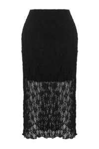 Trendyol Curve Black Lace A-line Mini Lined Plus Size Skirt - Image 7