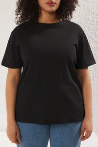 Trendyol Curve Black Regular Fit Tie Back Detailed Knitting Plus Size T-Shirt - Image 4