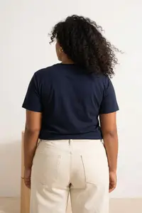 Trendyol Curve Navy Blue Regular Fit Matcha Printed Plus Size T-Shirt - Image 3