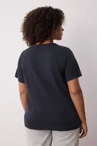 Trendyol Curve Anthracite V-neck Modal Flowy Comfortable Plus Size T-Shirt - Image 4