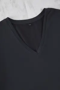 Trendyol Curve Anthracite V-neck Modal Flowy Comfortable Plus Size T-Shirt - Image 6