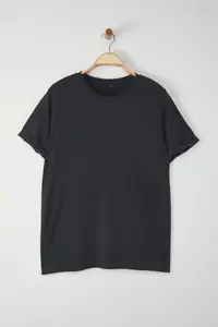Trendyol Curve Anthracite Crew Neck Modal Flowy Comfortable Plus Size T-Shirt - Image 5