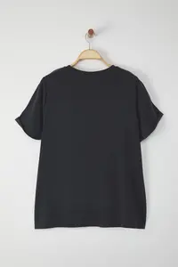 Trendyol Curve Anthracite Crew Neck Modal Flowy Comfortable Plus Size T-Shirt - Image 8