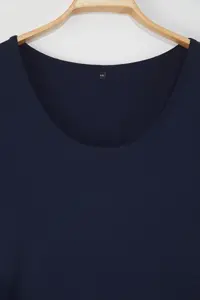 Trendyol Curve Navy Blue Regular Fit Cowl Neck Plus Size T-Shirt - Image 10