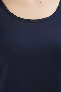 Trendyol Curve Navy Blue Regular Fit Cowl Neck Plus Size T-Shirt - Image 3