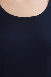 Trendyol Curve Navy Blue Regular Fit Cowl Neck Plus Size T-Shirt - Image 7