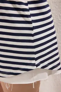 Trendyol Curve Multicolored Striped LONG Size Plus Size T-Shirt - Image 3