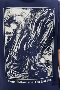 Trendyol Curve Navy Blue Back Printed Plus Size T-Shirt - Image 3