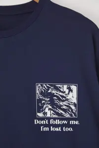 Trendyol Curve Navy Blue Back Printed Plus Size T-Shirt - Image 7
