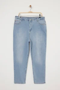 Trendyol Curve Light Blue High Waist comfort/Middle Flexible Mom Fit plus size jeans - Image 9