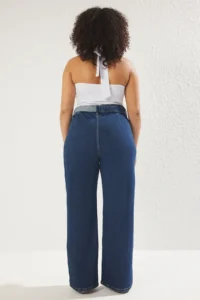 Trendyol Curve Mavi High Waist Arched Wide Leg/ Wide Leg Fit comfort/Middle Flexible Plus Size Jeans - Image 5