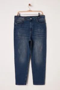 Trendyol Curve Dark Blue High Waist Destroy Detailed Flexible skinny jeans - Image 5