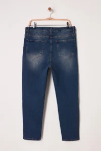 Trendyol Curve Dark Blue High Waist Destroy Detailed Flexible skinny jeans - Image 7