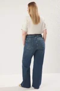 Trendyol Curve Dark Blue High Waist Wide Leg comfort/Middle Flexible Plus Size Wide Leg jeans - Image 5
