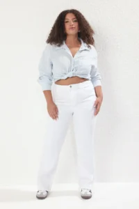Trendyol Curve White High Waist comfort/Middle Flexible Straight Fit plus size jeans