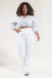 Trendyol Curve White High Waist comfort/Middle Flexible Straight Fit plus size jeans - Image 2