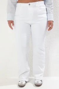 Trendyol Curve White High Waist comfort/Middle Flexible Straight Fit plus size jeans - Image 3