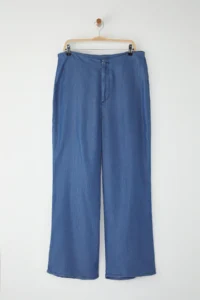 Trendyol Curve Dark Blue High Waist Wide Leg Summer Tencel Plus Size Wide Leg jeans - Image 5