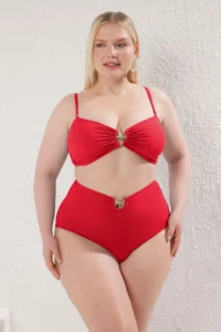 Trendyol Curve Rejection High Waist Accessory Detailed Plus Size Bikini Bottom - Image 2