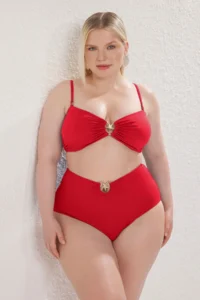 Trendyol Curve Rejection High Waist Accessory Detailed Plus Size Bikini Bottom - Image 4