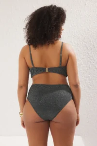 Trendyol Curve Black High Waist Glitter Sparkling Plus Size Bikini Bottom - Image 4