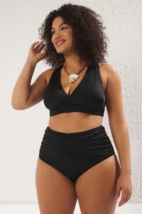Trendyol Curve Black Waist Ruffle Detailed High Waist Plus Size Bikini Bottom - Image 2