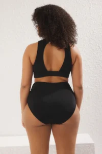 Trendyol Curve Black Waist Ruffle Detailed High Waist Plus Size Bikini Bottom - Image 4