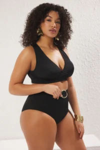 Trendyol Curve Black High Waist Belinde Accessory Detailed Plus Size Bikini Bottom - Image 2