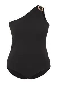 Trendyol Curve Black Accessory Detailed Knitting Plus Size snaps Bodysuit - Image 5