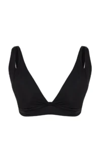 Trendyol Curve Black Deep V-neck Cut Out Detailed Plus Size Bikini Top - Image 6