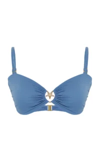 Trendyol Curve Mavi Yıldız Accessory Detailed Sleeveless Plus Size Bikini Top - Image 12