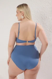 Trendyol Curve Mavi Yıldız Accessory Detailed Sleeveless Plus Size Bikini Top - Image 4