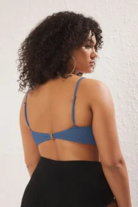 Trendyol Curve Mavi Yıldız Accessory Detailed Sleeveless Plus Size Bikini Top - Image 8