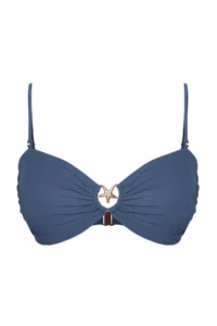 Trendyol Curve Mavi Yıldız Accessory Detailed Sleeveless Plus Size Bikini Top - Image 9