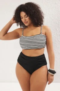 Trendyol Curve Multicolored Striped Rope Sleeveless Staplez Plus Size Bikini Top - Image 2