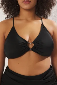 Trendyol Curve Black Heart Accessory Detailed Sleeveless Plus Size Bikini Top - Image 3