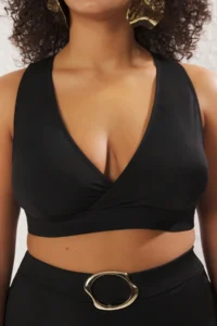Trendyol Curve Black Double breasted Yaka Plus Size Bikini Top - Image 5