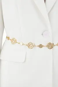 Trendyol Curve Ecru Gold Arched Lined Plus Size Jacket / Blazer - Image 7