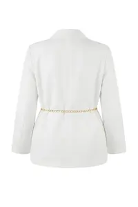 Trendyol Curve Ecru Gold Arched Lined Plus Size Jacket / Blazer - Image 8