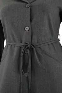 Trendyol Curve Limited Edition Anthracite Striped Binding Detailed Plus Size Weaving Jacket - Image 5