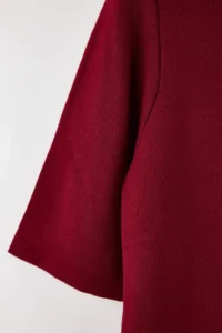 Trendyol Curve Burgundy Polo Shirt Collar buttoned Short / Mini Knit Dress - Image 7