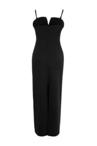 Trendyol Curve Black Weaving Plus Size Bodysuit hugging Midi Chic Evening Gown & Graduation Dress - Image 6