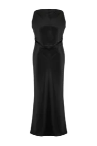 Trendyol Curve Black Satin Weaving Plus Size Dress - Image 4