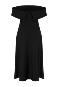 Trendyol Curve Black Carmen Collar A-Kesim Weaving Chic Evening Gown Plus Size Dress - Image 6