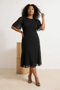Trendyol Curve Black Siphon Weaving Plus Size Dress - Image 3