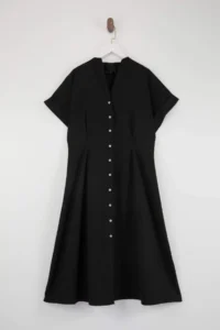 Trendyol Curve Black Waist Opening Midi Weaving Plus Size Shirt Dress - Image 4